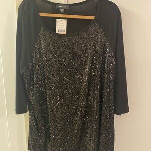 Karen Kane Black Sequin Blouse